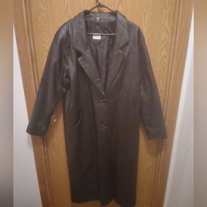 Liz Barker leather trench coat